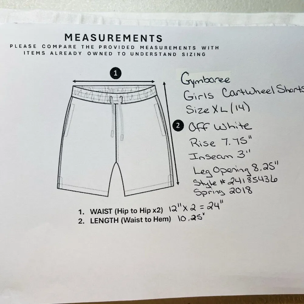 Gymboree Cartwheel Bike Shorts Girl’s Off White Sz XL